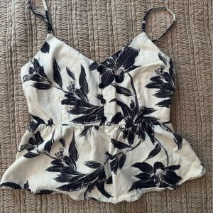 Floral Black and White Top
